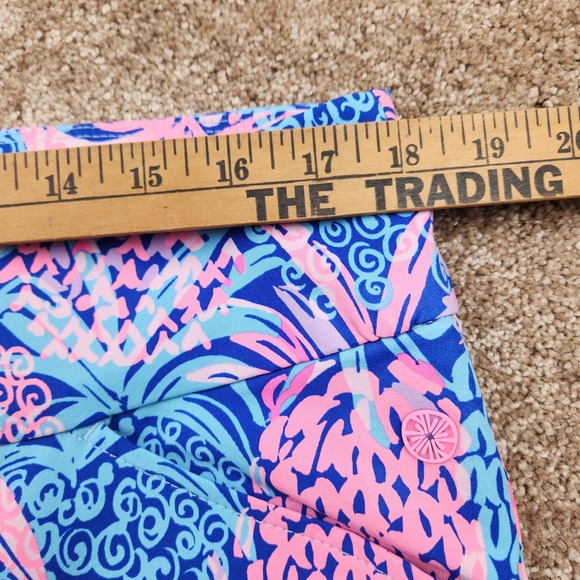 Lilly Pulitzer Luxletic Party All The Time Pineapple Leggings Blue Pink Size 16 - Picture 6 of 7